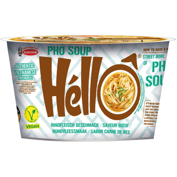 Instant Rice Noodle Pho Soup Beef 70g Hello Acecook