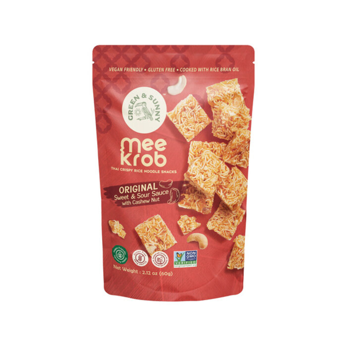 Rice Noodle Snack Sweet Sour 2.12 oz - 60g Green Sunny Mee Krob
