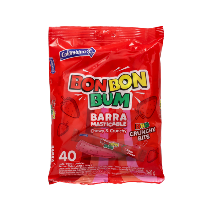Strawberry Chewy Bar ra 360g Colombina Bon Bon Bum