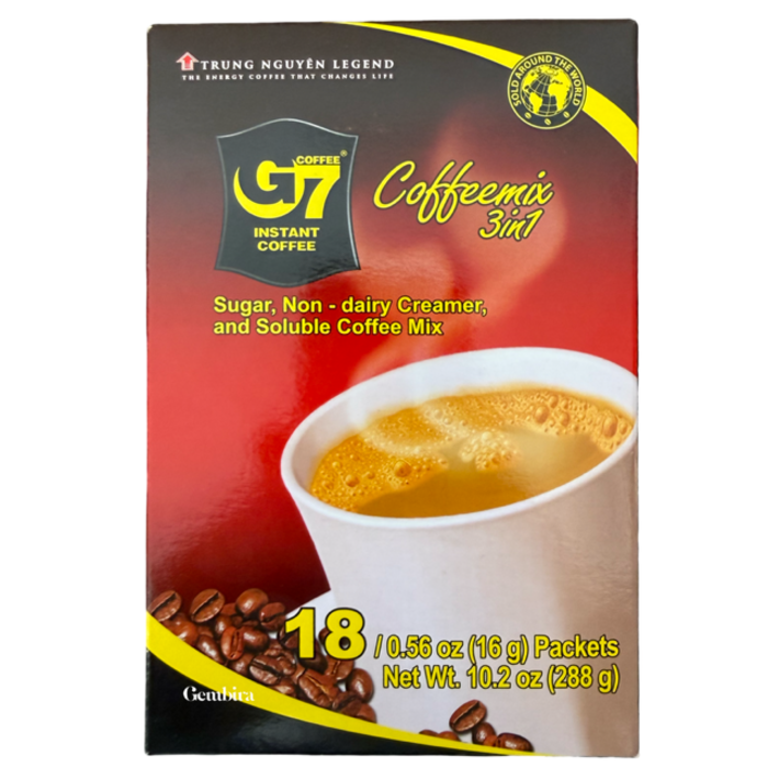 G7 Instant Coffee 3 in 1 Trung Nguyen 18 sachets -10.2 oz 288g