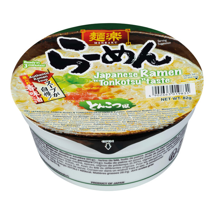 Menraku Cup Ramen Tonkotsu 82g