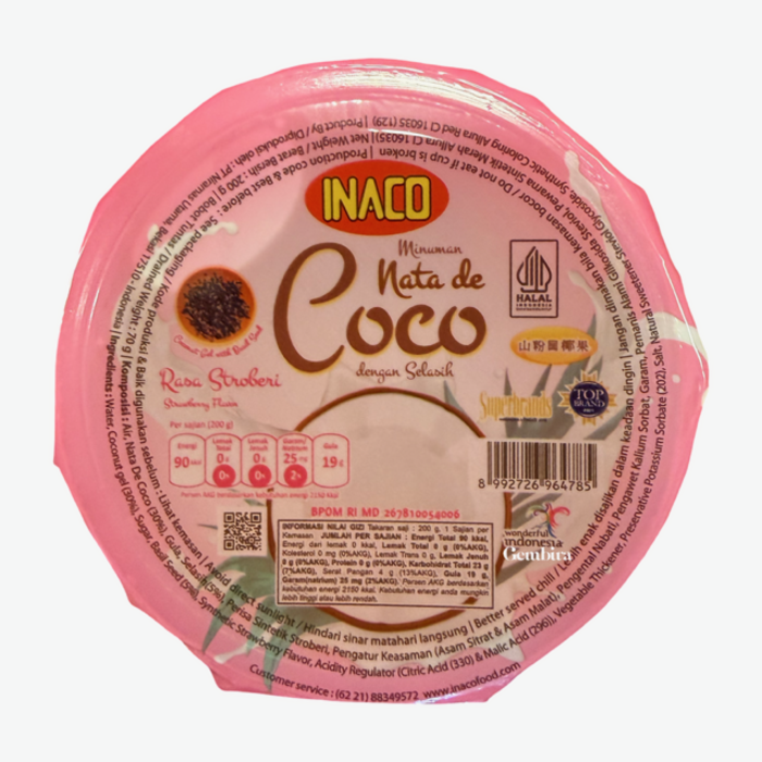 Inaco Strawberry Nata de Coco w. basil seeds 200g