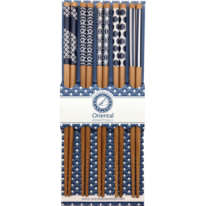 Eetsokjesset Blauw patroon 22,5cm - 5 paar - 6006201