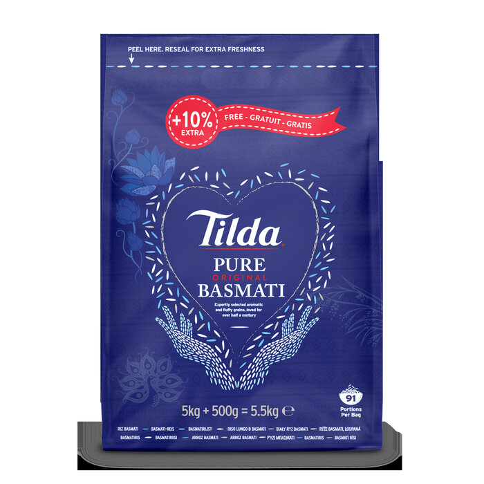 Tilda Pure Basmati Rice 5 kg+10% = 5.5kg