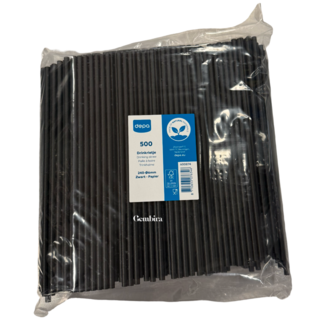Depa 500 pcs Straw Drinking Straw 240- Ø6mm black paper