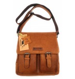 Hill Burry Hill Burry – VB10024 -3076- echt leren - schoudertas –crossbodytas- stevig - vintage leder- bruin /cognac