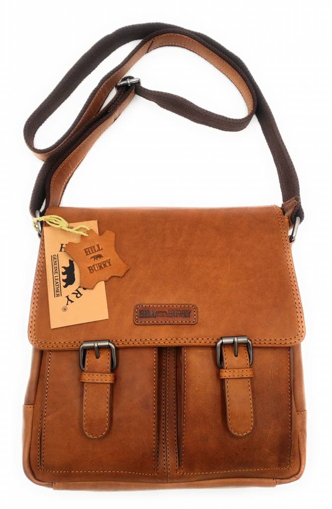 Hill Burry Hill Burry - VB10024 -3076- aus echtem Leder - Schulter -crossbodytas- Firma - Vintage-Leder braun / cognac