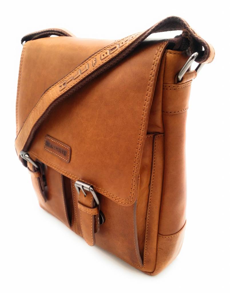 Hill Burry Hill Burry - VB10024 -3076- aus echtem Leder - Schulter -crossbodytas- Firma - Vintage-Leder braun / cognac