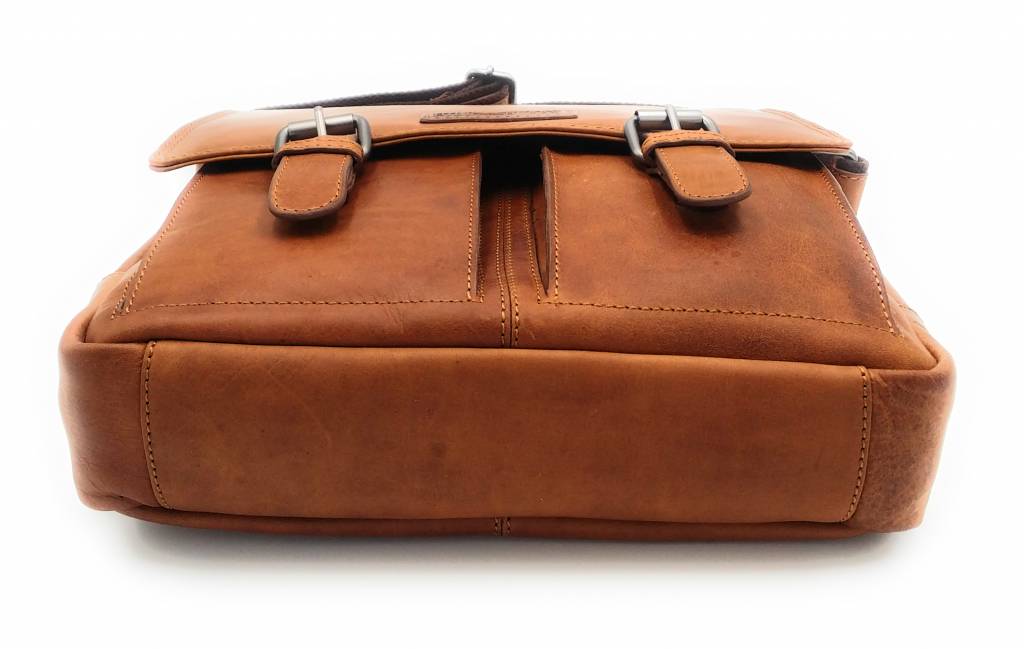 Hill Burry Hill Burry – VB10024 -3076- echt leren - schoudertas –crossbodytas- stevig - vintage leder- bruin /cognac