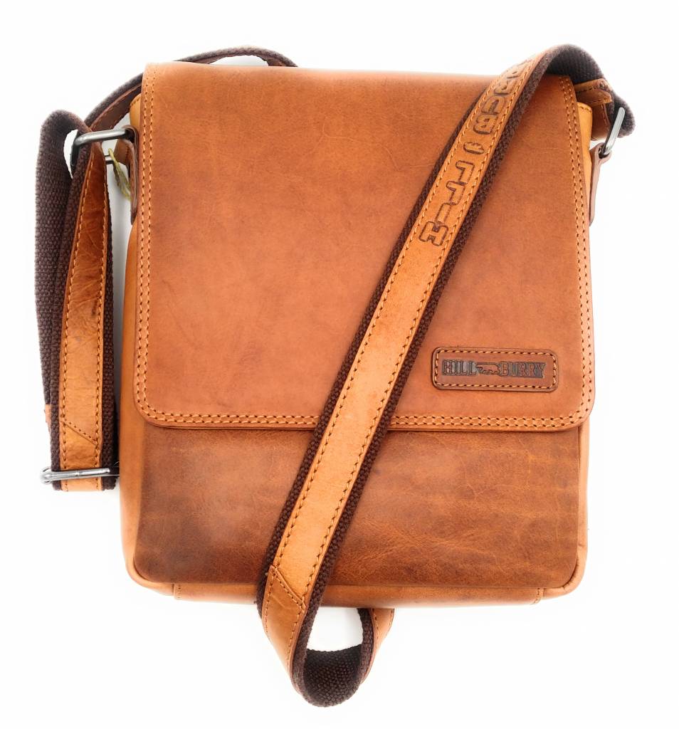 Hill Burry Hill Burry - VB10096 - 3161- echtes Leder - Schultertasche - crossbodytas- Firma - Vintage-Leder braun / cognac