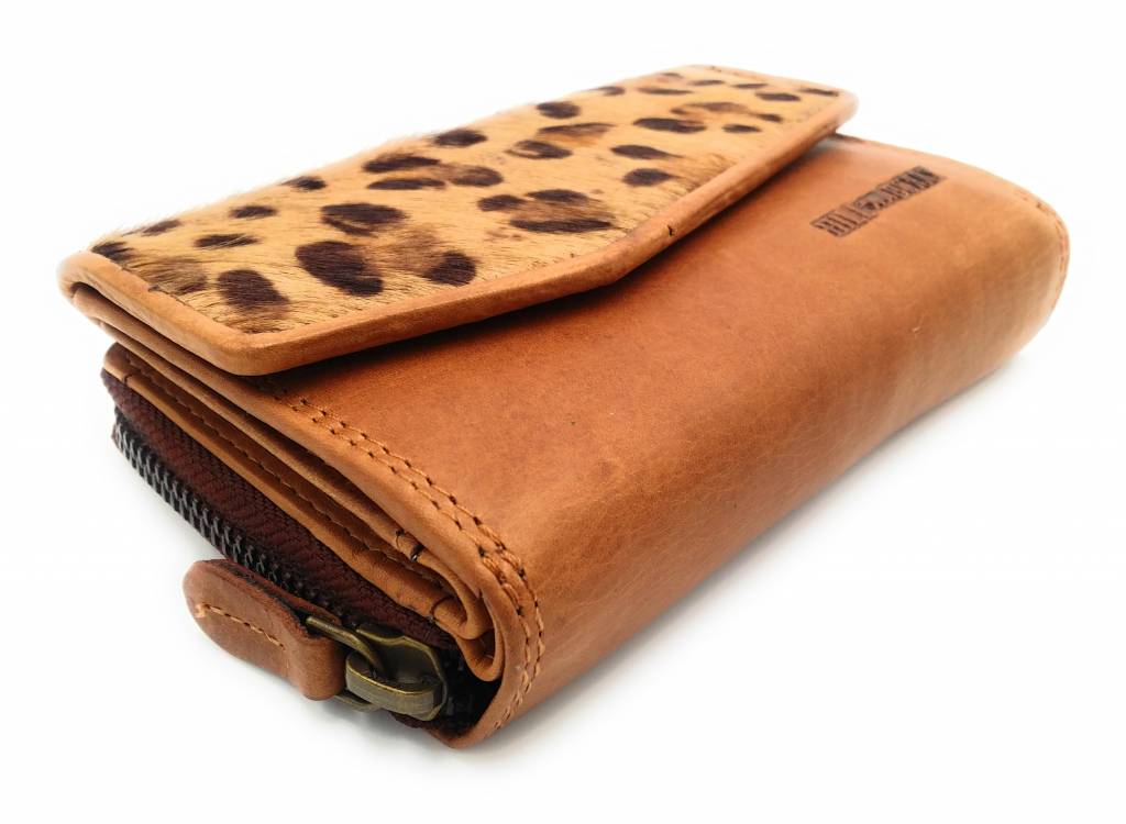 Hill Burry Hill Burry - VL77703 - 13092 - leather zipper wallet - with RFID– brown / tiger print