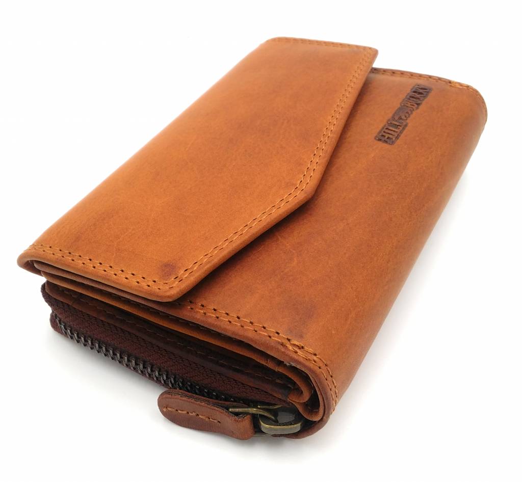 Hill Burry Hill Burry - VL77703 - 13092 - leather zipper wallet - brown / cognac