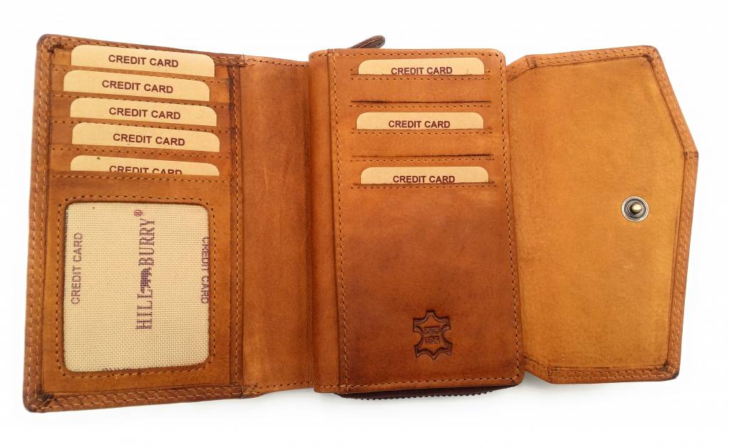 Hill Burry - VL77701 - L104 - genuine leather - ladies - wallet - vintage  leather- brown / cognag