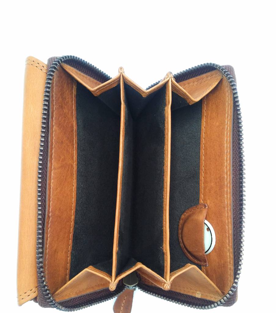 Hill Burry Hill Burry - VL77703 - 13092 - Leder Reißverschluss Geldbörse - braun / cognac