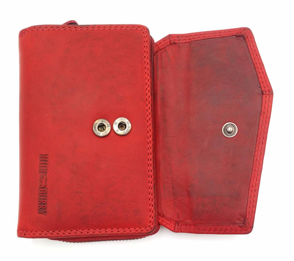Hill Burry Hill Burry - VL77703 - 13092 - leather zipper wallet - red