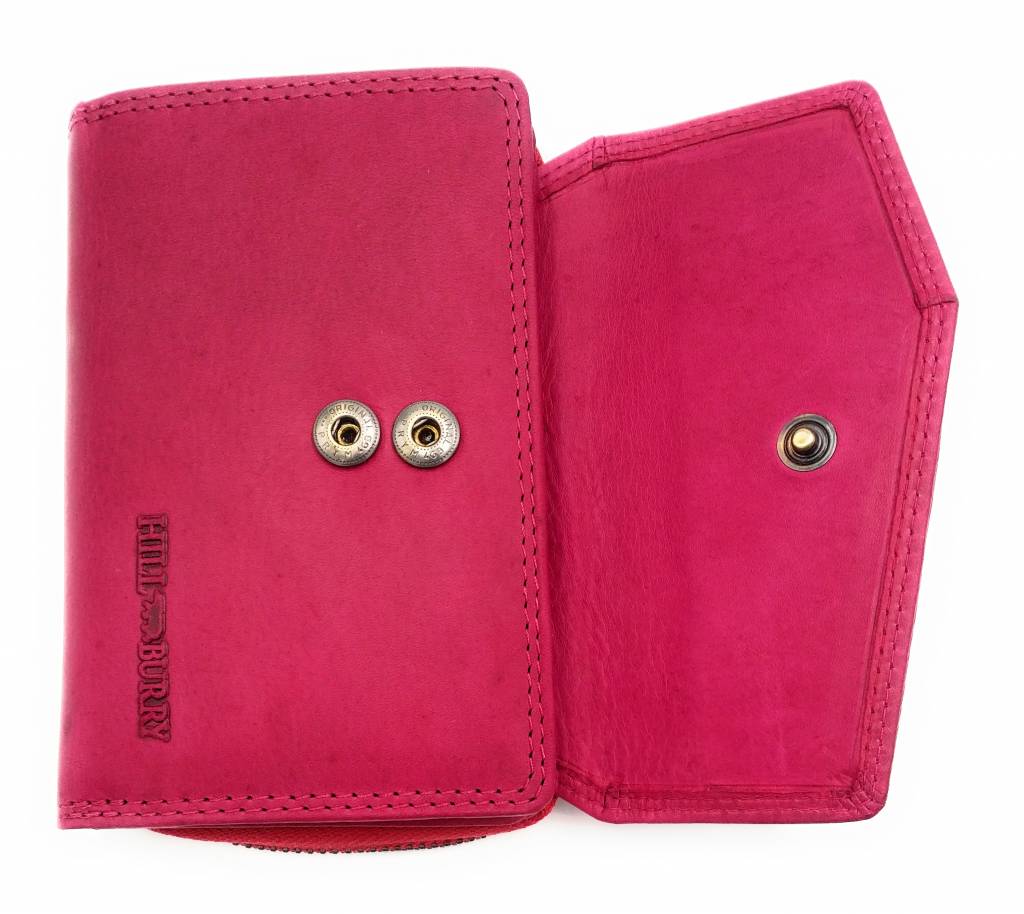 Hill Burry Hill Burry - VL77703 - 13092 - leather zipper wallet - pink - pink