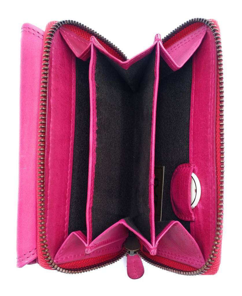 Hill Burry Hill Burry - VL77703 - 13092 - leather zipper wallet - pink - pink