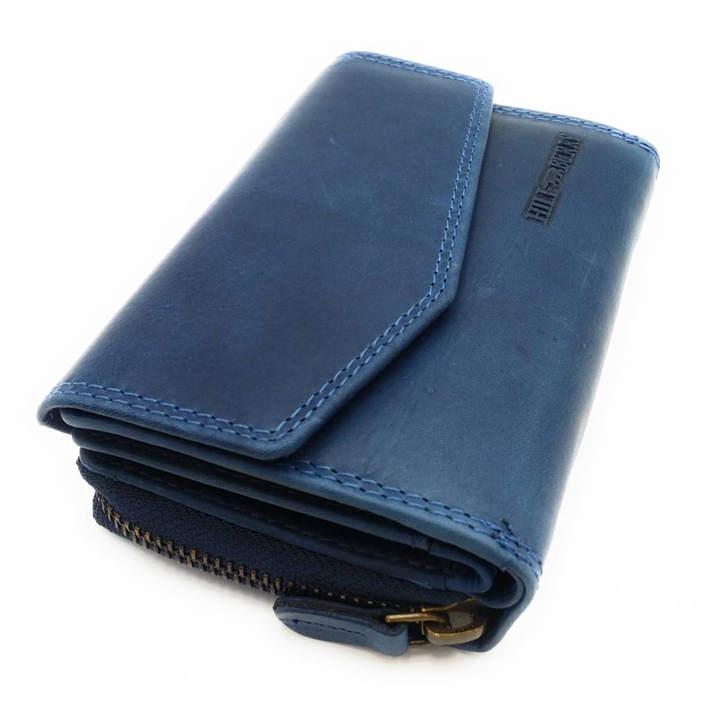 Hill Burry Hill Burry - VL77703 - 13092 - leather zipper wallet - blue