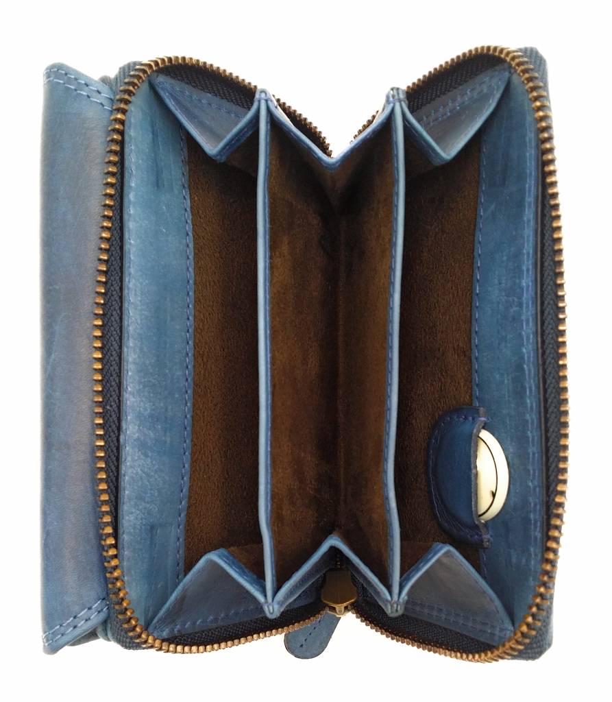 Hill Burry Hill Burry - VL77703 - 13092 - leather zipper wallet - blue