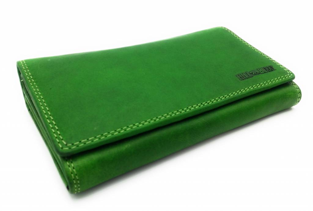 Hill Burry Hill Burry - VL77709 -1971 - genuine leather - large - ladies - wallet - with RFID - vintage leather - green