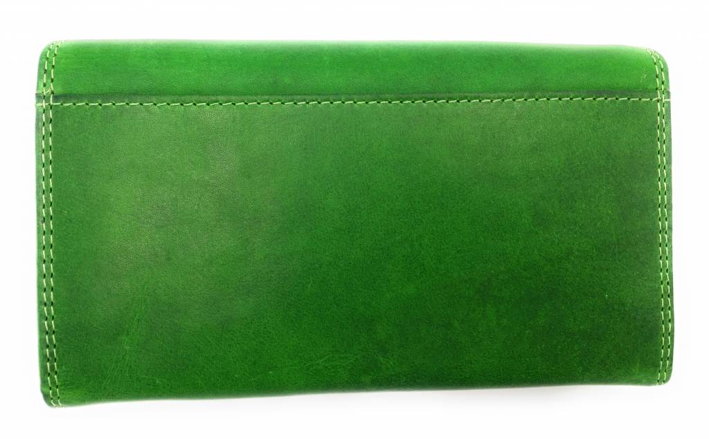 Hill Burry Hill Burry - VL77709 -1971 - echt lederen - grote - dames - portemonnee - met RFID - vintage leder- groen