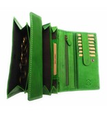 Hill Burry Hill Burry - VL77709 -1971 - genuine leather - large - ladies - wallet - with RFID - vintage leather - green