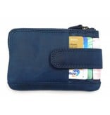 Hill Burry Hill Burry - V88862 - 5143- blue- genuine leather - mini - cardholder plus key - vintage leather blue