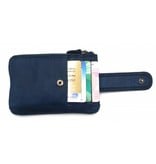 Hill Burry Hill Burry - V88862 - 5143- blue- genuine leather - mini - cardholder plus key - vintage leather blue