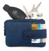 Hill Burry Hill Burry - V88862 - 5143- blue- genuine leather - mini - cardholder plus key - vintage leather blue