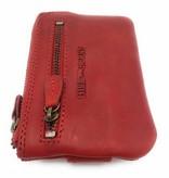 Hill Burry Hill Burry – V88862 – 5143- rood - echt lederen - mini – kaarthouder plus sleutelhanger - vintage leder- rood