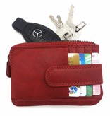 Hill Burry Hill Burry - V88862 - 5143- red - genuine leather - mini - cardholder plus key - vintage red leather