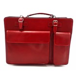 Italian leather briefcase model -201701- genuine leather - red