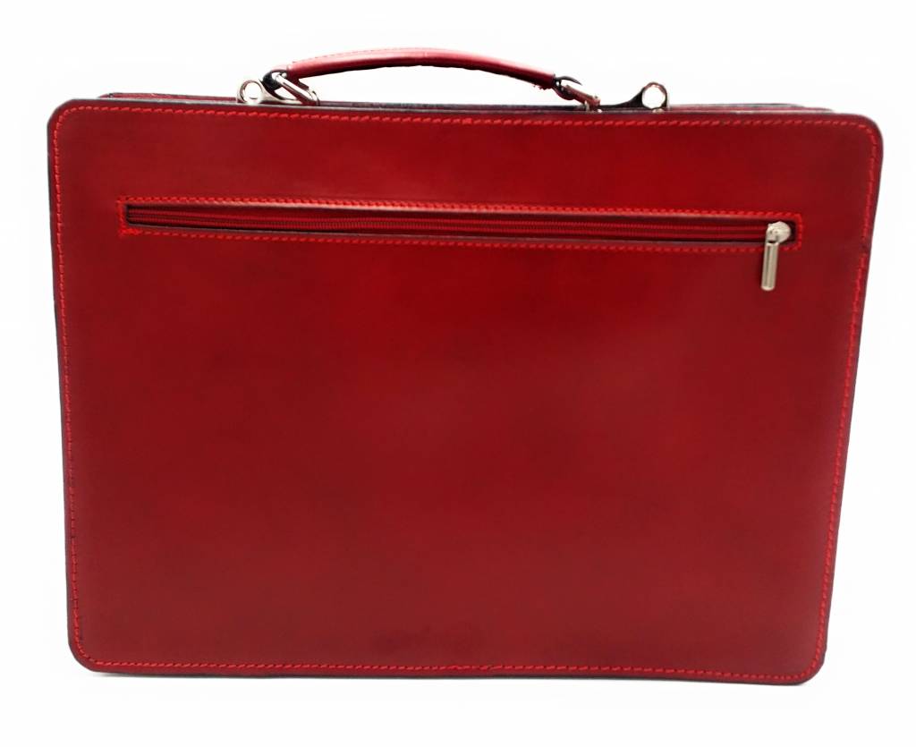 Italian leather briefcase model -201701- genuine leather - red