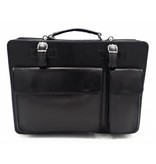 Italian leather briefcase model -201701- genuine leather - black