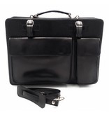 Italian leather briefcase model -201701- genuine leather - black