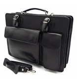 Italian leather briefcase model -201701- genuine leather - black