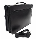 Italian leather briefcase model -201701- genuine leather - black