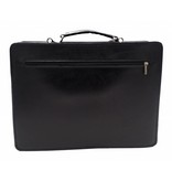 Italian leather briefcase model -201701- genuine leather - black