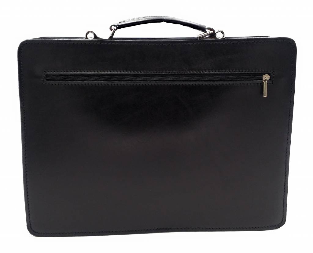 Italian leather briefcase model -201701- genuine leather - black ...