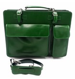 Italian leather briefcase model -201701- genuine leather - green