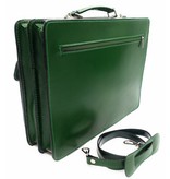 Italian leather briefcase model -201701- genuine leather - green