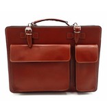 Italian leather briefcase model -201701- genuine leather - light brown