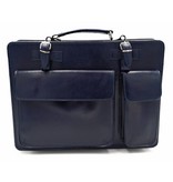 Italian leather briefcase model -201701- genuine leather - blue