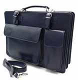 Italian leather briefcase model -201701- genuine leather - blue