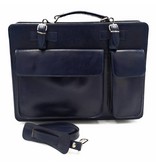 Italian leather briefcase model -201701- genuine leather - blue