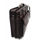 Italian leather briefcase model -201701- genuine leather - dark brown
