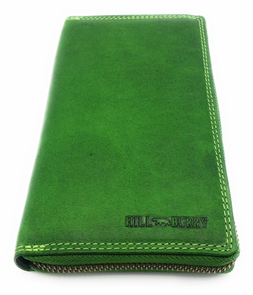 Hill Burry Hill Burry - VL77706 -2080 - really learn - big - ladies - leather zipper wallet - firmly - chic - appearance - vintage leather green
