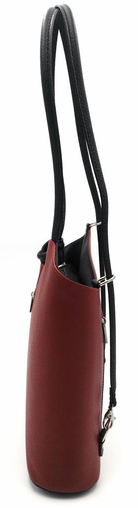 Bestseller - RZ2017 - red / black - real leather - 2 in 1 - shoulder bag - backpack - sturdy - high quality Italian leather-red / black
