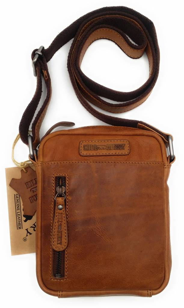 Hill Burry Hill Burry - VB10089 - 3169 - Echtleder - Schultertasche - crossbodytas- Firma - Vintage-Leder braun / cognac