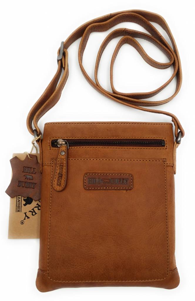 Hill Burry Hill Burry - VB10017 - 3098 - echt leren - schoudertas – crossbodytas- stevig - vintage leder- bruin /cognac